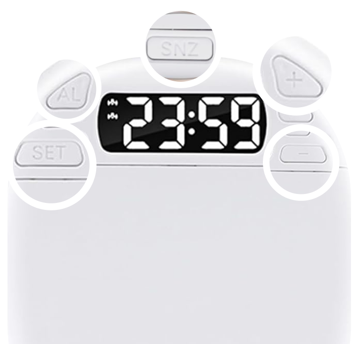 part and lables of qioob vibration alarm clock