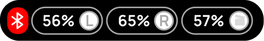 Battery level of both earphones & case