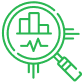 Data availability and monitoring icon as data under magnifying glass