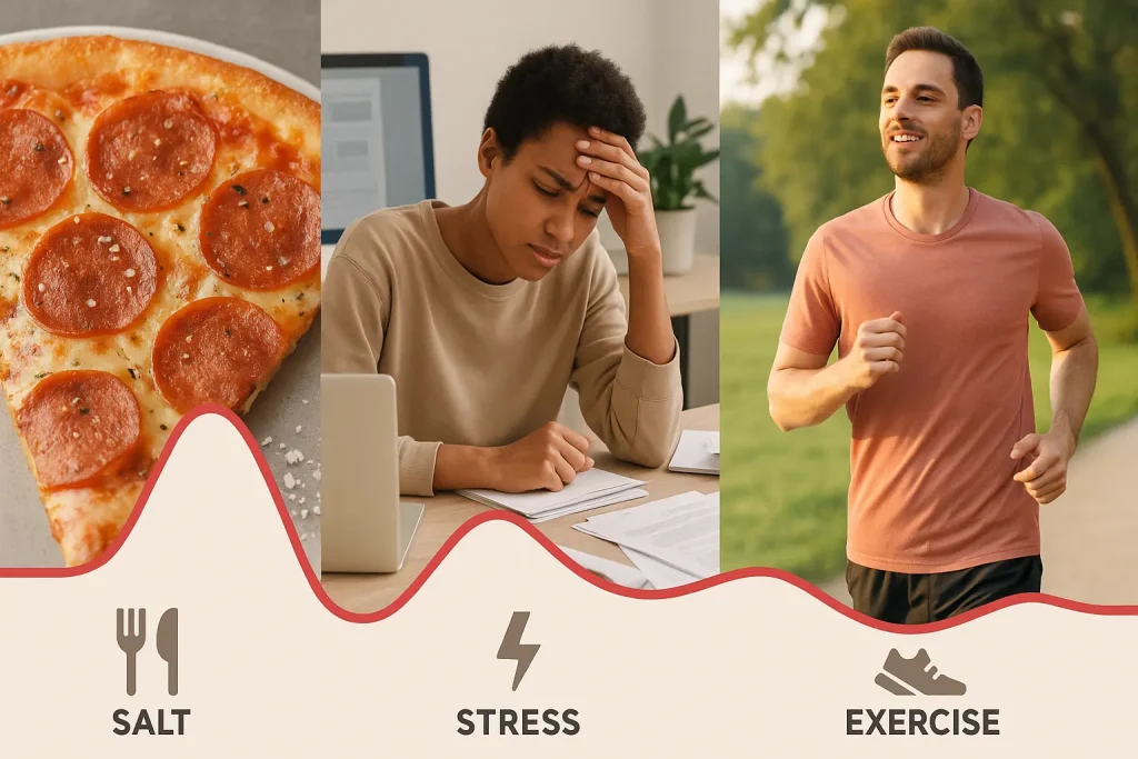 daily lifestyle triggers of BP as sodium food, stress and exercise
